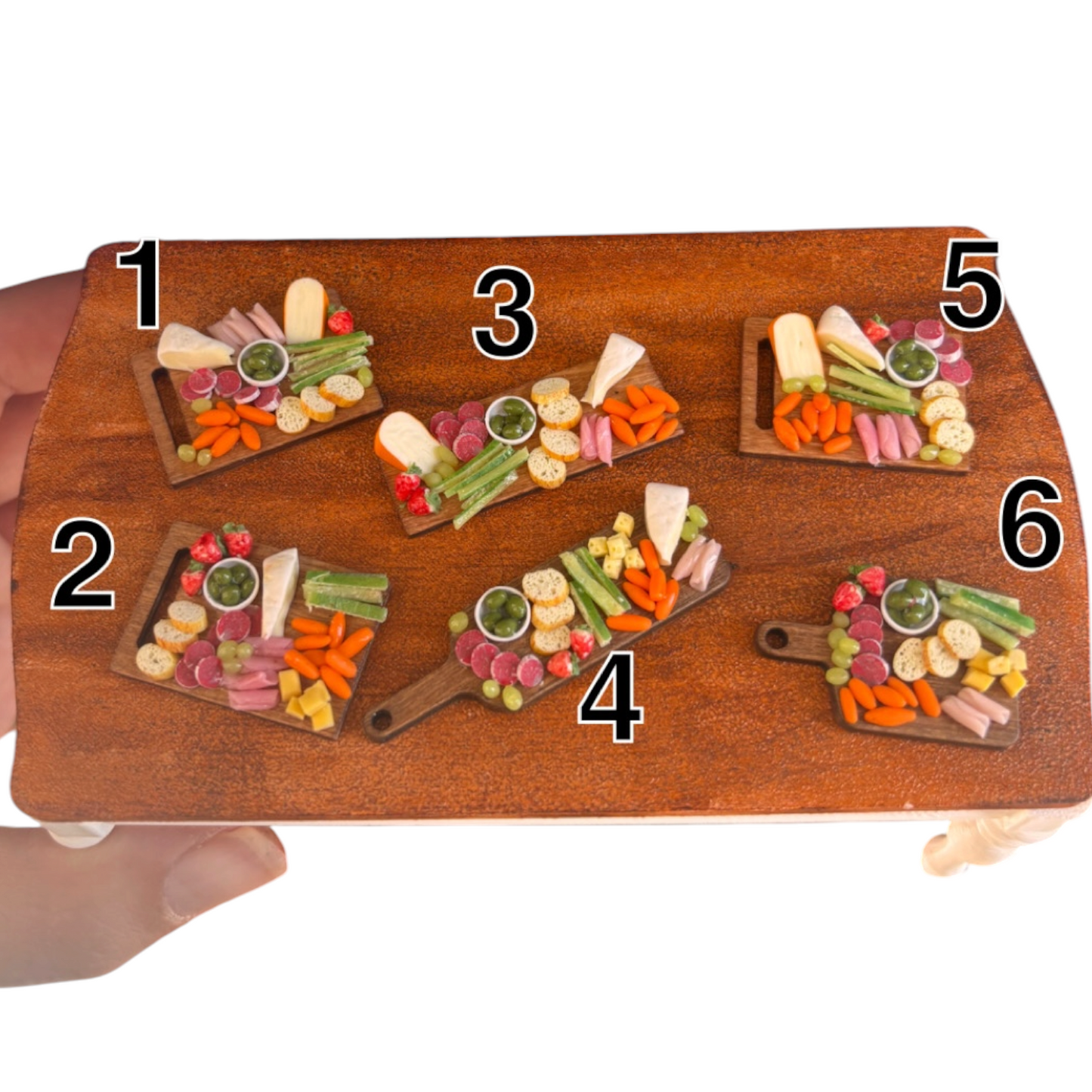 1:12 Snack / borrel / tapas plankjes - Handgemaakt - Poppenhuis