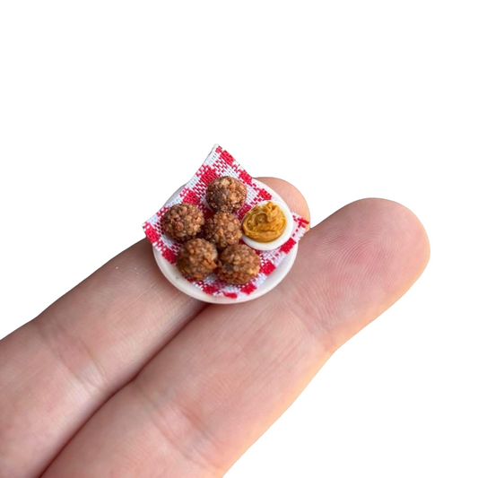 1:12 Bord bitterballen met mosterd - Handgemaakt - Poppenhuis
