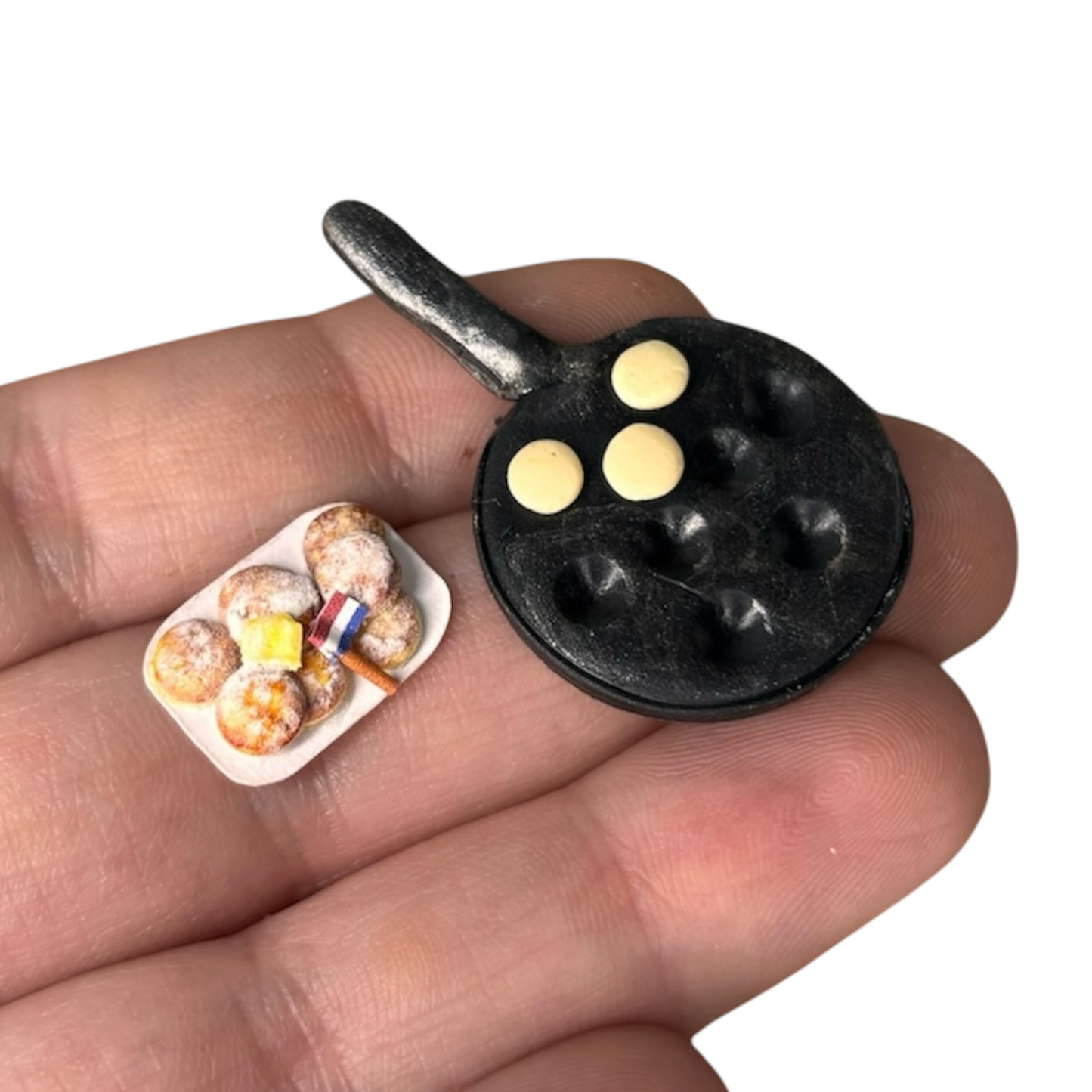 1:12 Hollandse poffertjes en poffertjespan - Handgemaakt - Poppenhuis