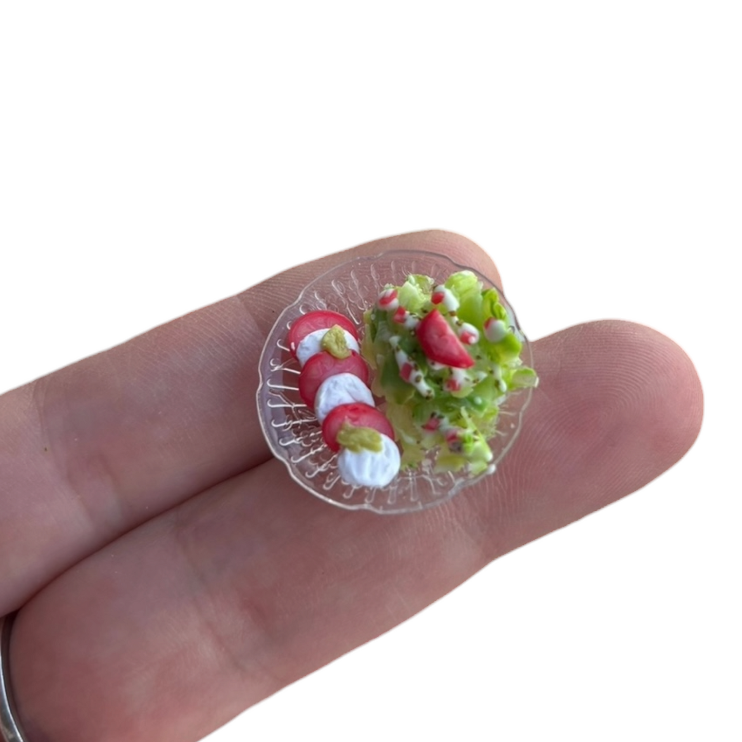 1:12 Bord met mozarella / tomaat / basilicum - Handgemaakt - Poppenhuis
